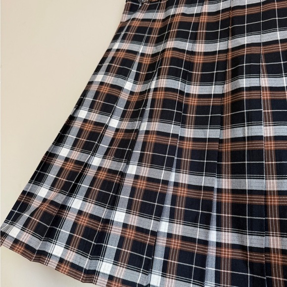 Urban Outfitters Plaid Pleated Mini Skirt Fall Halloween Black Orange Academia M - Picture 5 of 13